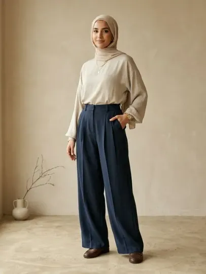 Pleated Wide Trousers